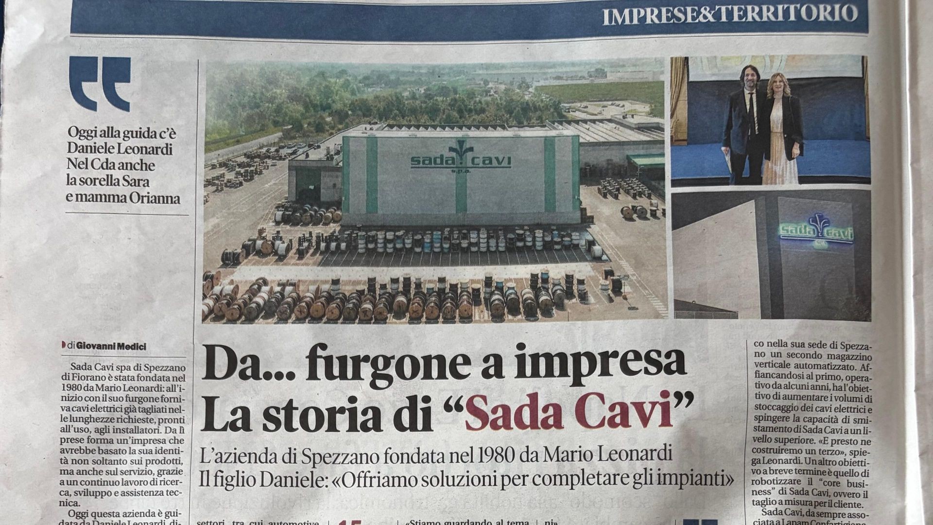SADA CAVI sulla Gazzetta di Modena